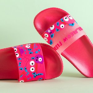 Fuchsie dětské pantofle s dekoracemi Ilaria - obuv