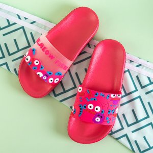Fuchsie dětské pantofle s dekoracemi Ilaria - obuv