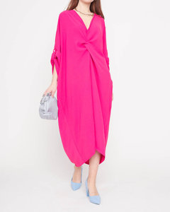 Fuchsiové dámské oversize šaty s volány - Oblečení