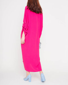 Fuchsiové dámské oversize šaty s volány - Oblečení