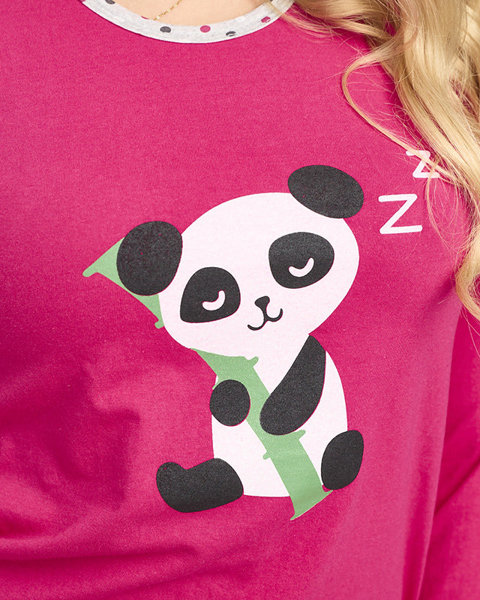 Fuchsiové dámské pyžamo s pandou- Oblečení