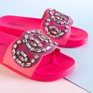Fuchsiové gumové pantofle s ornamenty Masandra - obuv