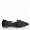 Hermosa černé mokasíny s plochými podpatky - obuv