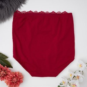 Kaštanové, mírně modelovací krajkové kalhotky - Spodní prádlo