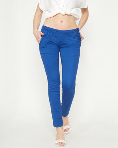 Kobaltové dámské kalhoty s nízkým pasem - Oblečení