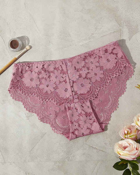 Krajkové růžové dámské brazilské kalhotky - Spodní prádlo