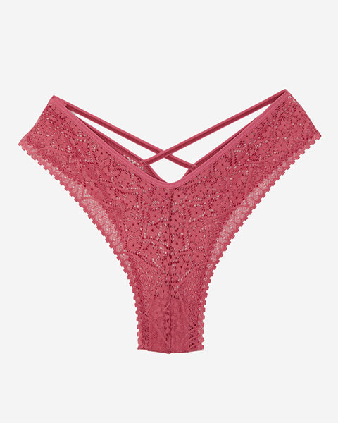 Krajkové tmavě růžové dámské brazilské kalhotky - Spodní prádlo