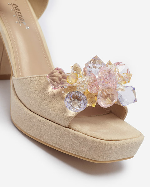 Krémové dámské sandály s krystaly Celidi - Obuv