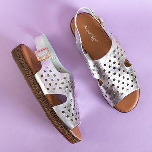 Lionetta stříbrné dámské prolamované sandály - obuv