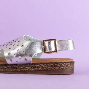 Lionetta stříbrné dámské prolamované sandály - obuv