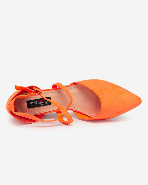 Lodičky pro ženy s plochými podpatky v neonově oranžové Wohasi-Shoes