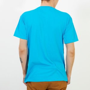 Modré bavlněné pánské tričko s potiskem do auta - Oblečení