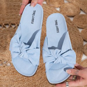 Modré dámské pantofle s mašlí Alanza - Obuv