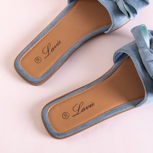 Modré dámské pantofle s mašlí Bonjour - Boty