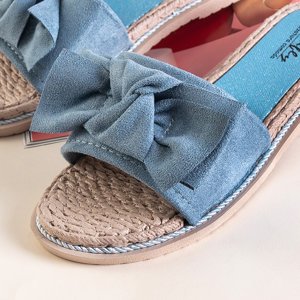Modré dámské pantofle s mašlí Foas - Obuv