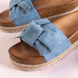 Modré dámské pantofle s mašlí Jenis - Obuv