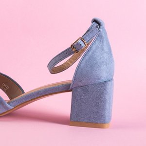 Modré dámské sandály na nízkém hranatém sloupku Cefernia - Obuv