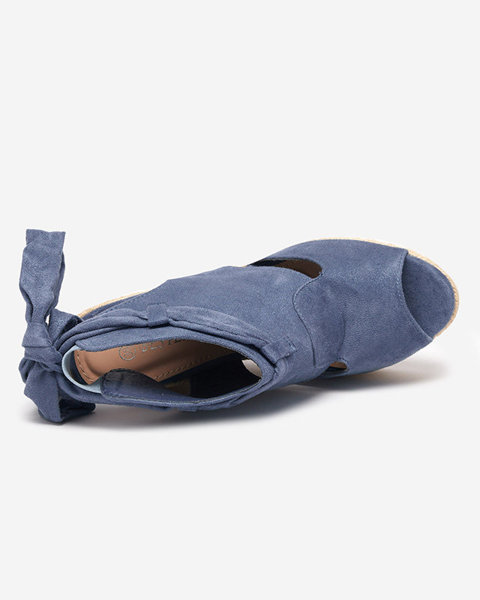 Modré dámské sandály na vysokém klínovém podpatku Penetika - Boty