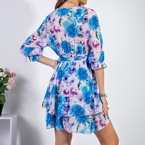 Modré krátké květinové šaty - Oblečení