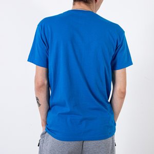 Modré pánské bavlněné tričko s nápisem - Oblečení
