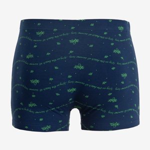 Modré pánské boxerky se zelenými vzory - spodní prádlo