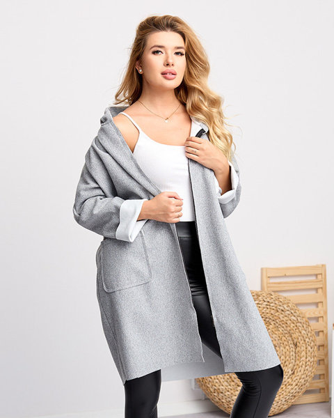 Nadčasová dámská kabátová bunda šedé barvy - Oblečení