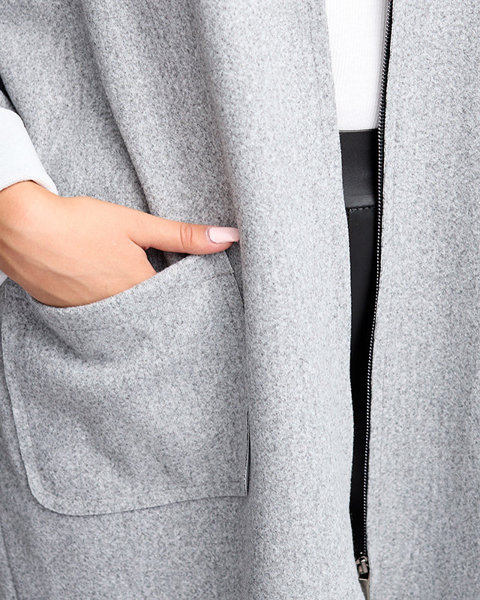 Nadčasová dámská kabátová bunda šedé barvy - Oblečení