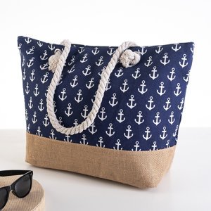 Námořnická modrá plážová taška s kotvami - Kabelky