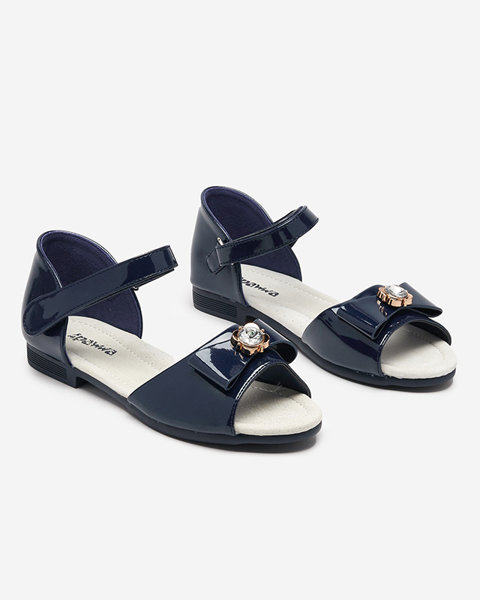 Námořnické modré dětské sandály s mašlí Albina - Obuv