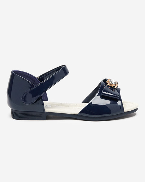 Námořnické modré dětské sandály s mašlí Albina - Obuv