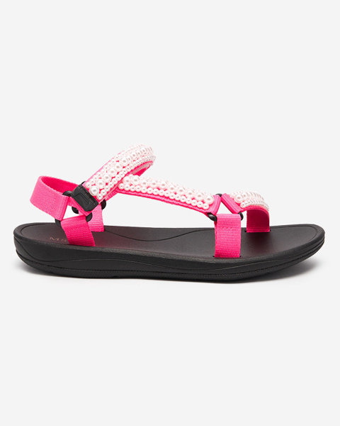 Neonově růžové dámské sportovní sandály s perlami Dotiss- Obuv