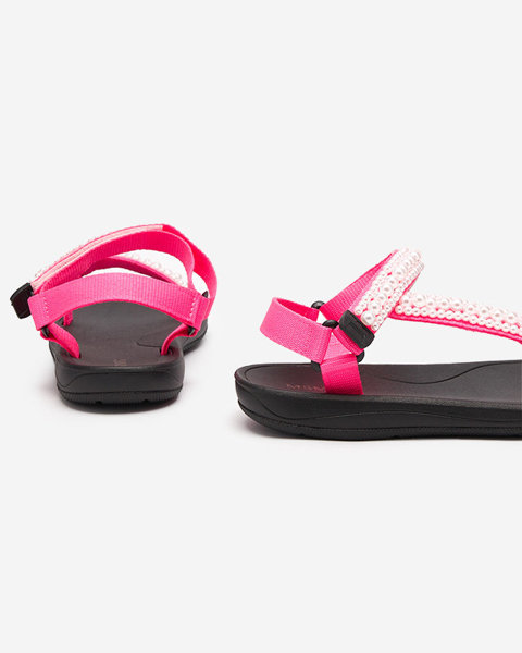 Neonově růžové dámské sportovní sandály s perlami Dotiss- Obuv