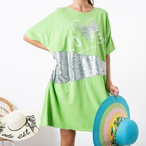Neonově zelená dámská tunika se stříbrnými nadměrnými ornamenty - Oblečení