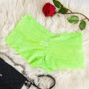 Neonově zelené dámské krajkové boxerky - spodní prádlo