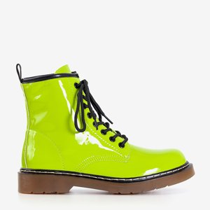 Neonově zelené dámské lakované šněrovací boty značky Ornika - obuv