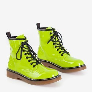 Neonově zelené dámské lakované šněrovací boty značky Ornika - obuv