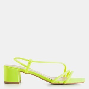 Neonově zelené dámské sandály na nízkém sloupku Polika - obuv
