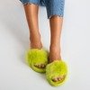 Neonově zelené žabky s kožešinou Millie- Footwear 1