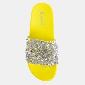 Neonově žluté dámské sandály na platformě se zirkony Lomine - Obuv