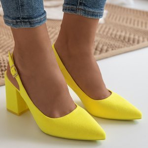 Neonově žluté dámské sandály na vysokém podpatku - obuv