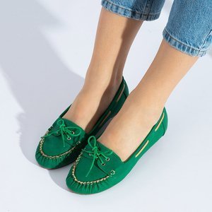 Norami zelené dámské mokasíny s vázáním - boty