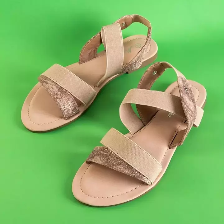 OUTLET Béžové a růžové dámské sandály Velia - Obuv