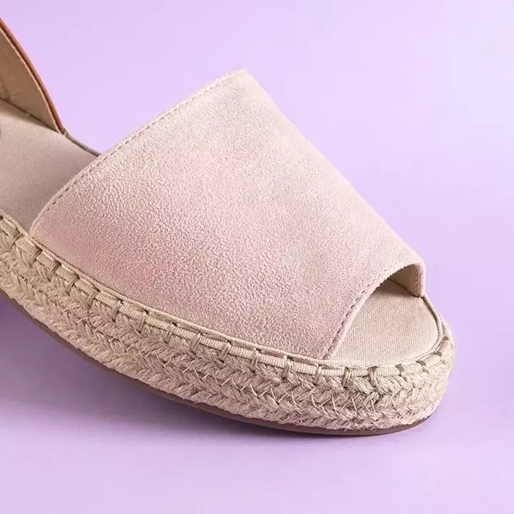 OUTLET Béžové a růžové dámské vázané sandály Blisis - Obuv
