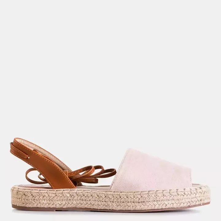 OUTLET Béžové a růžové dámské vázané sandály Blisis - Obuv