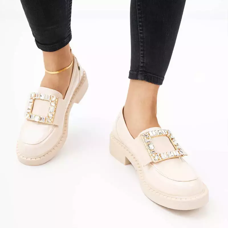 OUTLET Béžové dámské boty s krystaly Iolara - Obuv