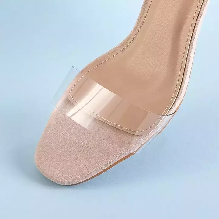 OUTLET Béžové dámské sandály na nízkém podpatku Exma - Obuv