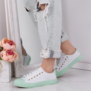 OUTLET Bílé a zelené tenisky Raana - obuv