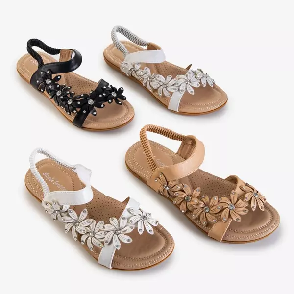OUTLET Bílé dámské sandály s květinami Aflori - obuv