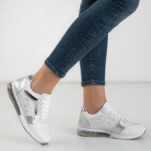 OUTLET Bílé sportovní boty s dekorací „la hadí kůže“ Obsession - obuv
