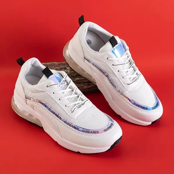 OUTLET Bílé sportovní boty s holografickými vložkami Noate - Obuv